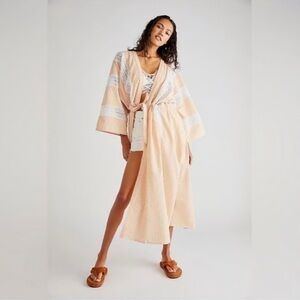 Free People × Rahi Brighton Lace Stripe Kimono, one size